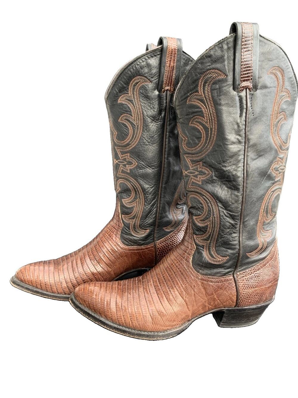 Larry Mahan womens boots cowboy western brown black sz 7 b fits 6.5-7
